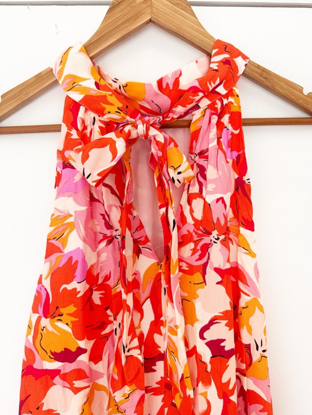 Lulus Tied Back To You Red and Pink Floral Print Mini Shift Dress XL NWT - Picture 9 of 12